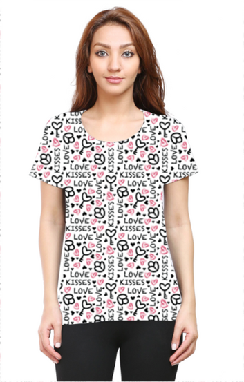 Love & Kisses Women's Valentine's Day Printed Tee Love_D2