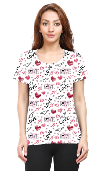 Cute and Stylish Valentine's Women's All Over Printed T-Shirt