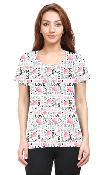 Sweetheart Vibes Women's Valentine's Graphic All Over Printed T-Shirt  Love_D5