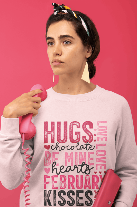 Hugs & Kisses Valentine Sweatshirt – Love in Every Stitch