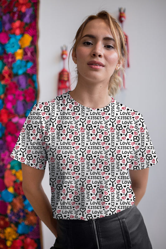 Love & Kisses Women's Valentine's Day Printed Tee Love_D2