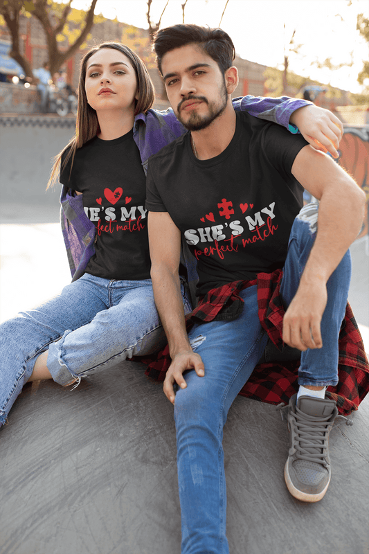 She’s My Perfect Match & He’s My Perfect Match – Couple T-Shirts