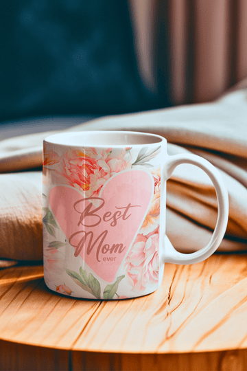 🌸 Best Mom Ever – Blush Peony Floral Mug (11oz)