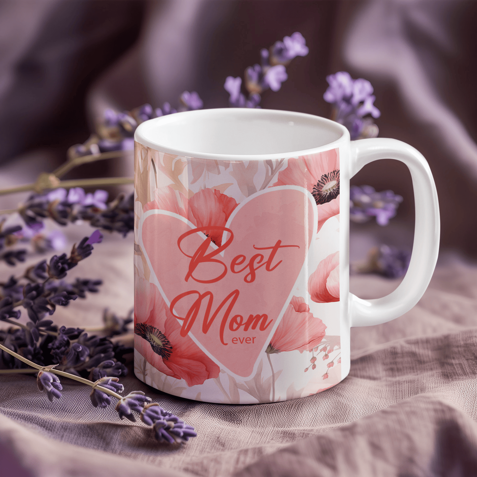 🌸 Best Mom Ever – Bold Red Poppy Mug (11oz)